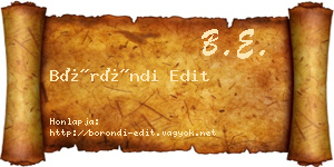 Böröndi Edit névjegykártya